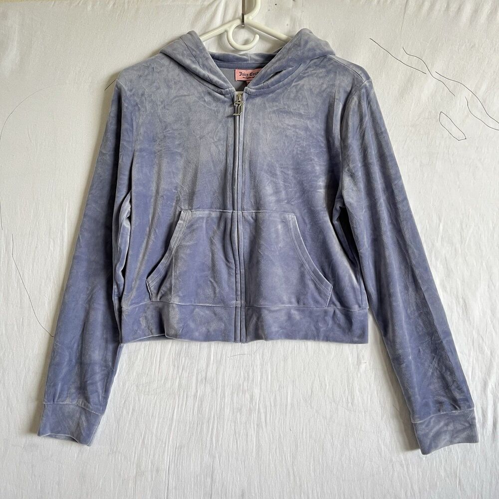 Juicy Couture Purple Velour Hoodie Hoody Sweatshirt Women's Medium L